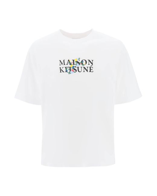 Maison Kitsuné Flowers logo oversized T-shirt