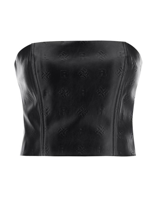 Rotate Faux-leather cropped top