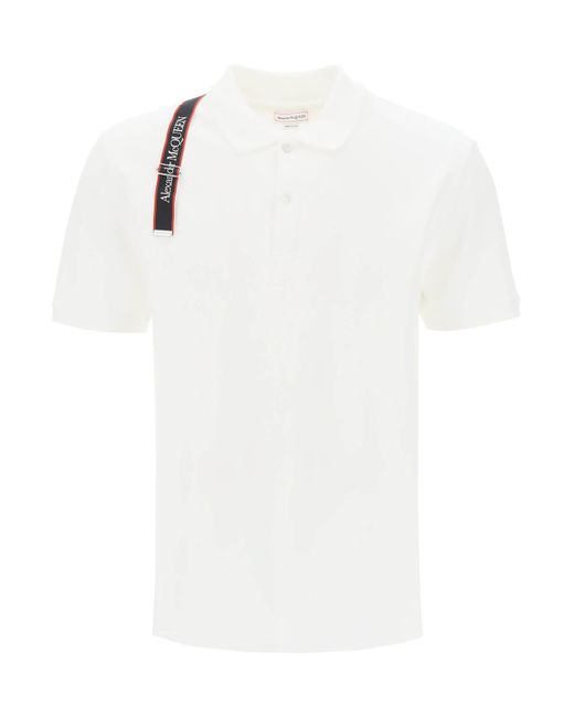 Alexander McQueen Harness polo shirt piqué with selvedge logo