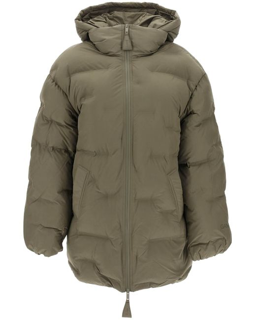Ganni Midi puffer jacket with detachable hood