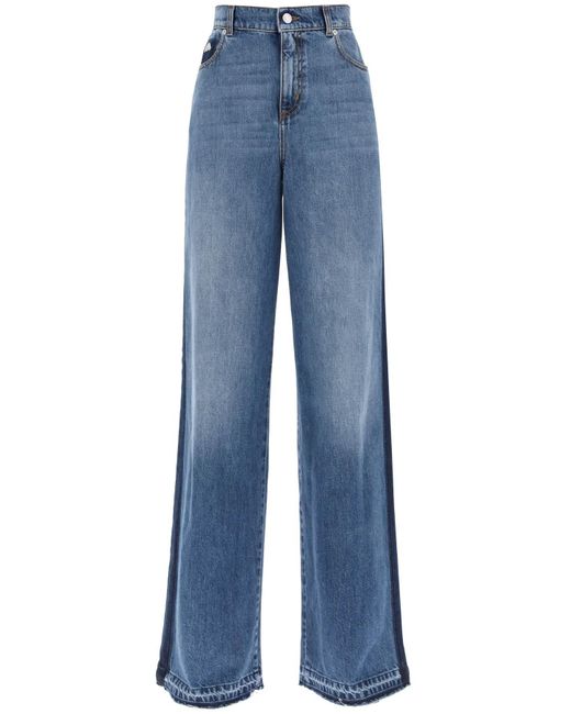Alexander McQueen Wide leg jeans with contrasting details