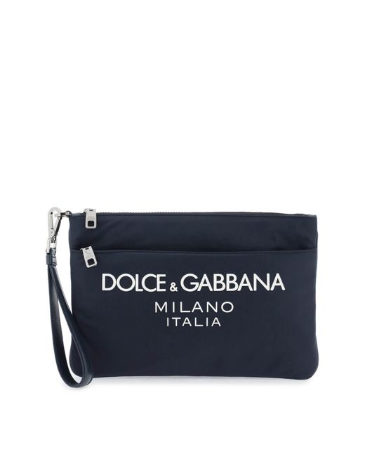 Dolce & Gabbana Nylon pouch with rubberized logo