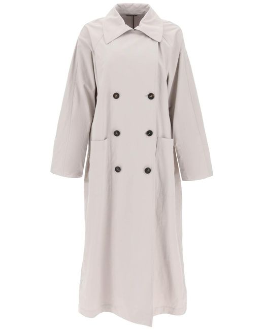 Brunello Cucinelli Double-breasted trench coat with shiny cuff details