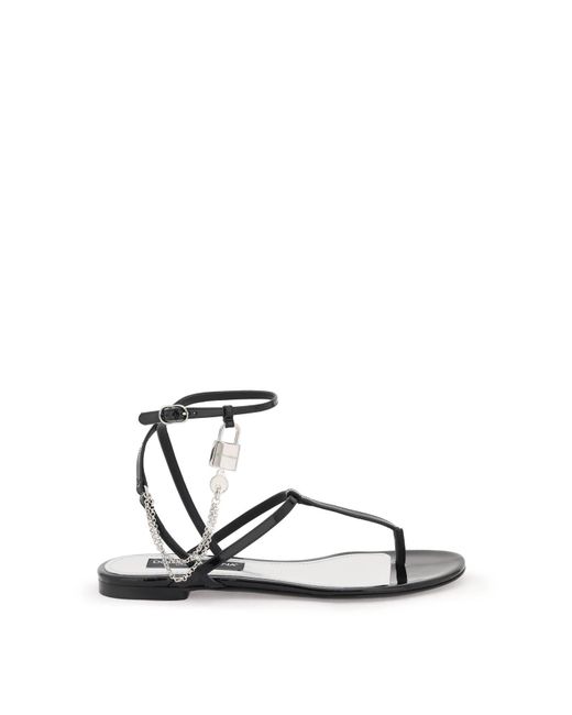 Dolce & Gabbana Patent thong sandals with padlock