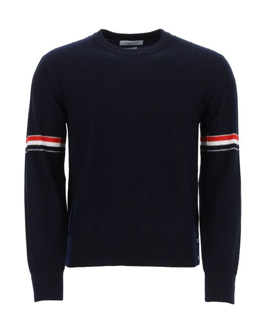 Thom Browne Crew-neck sweater with tricolor intarsia