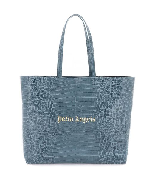 Palm Angels Croco-embossed leather shopping bag