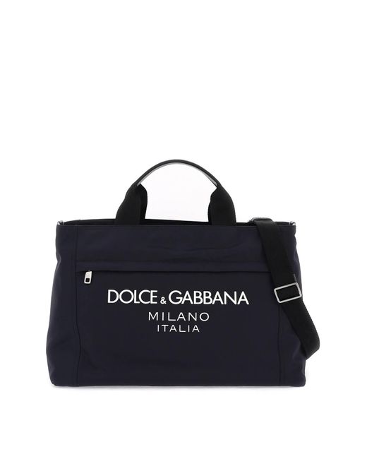 Dolce & Gabbana Rubberized logo nylon duffle bag