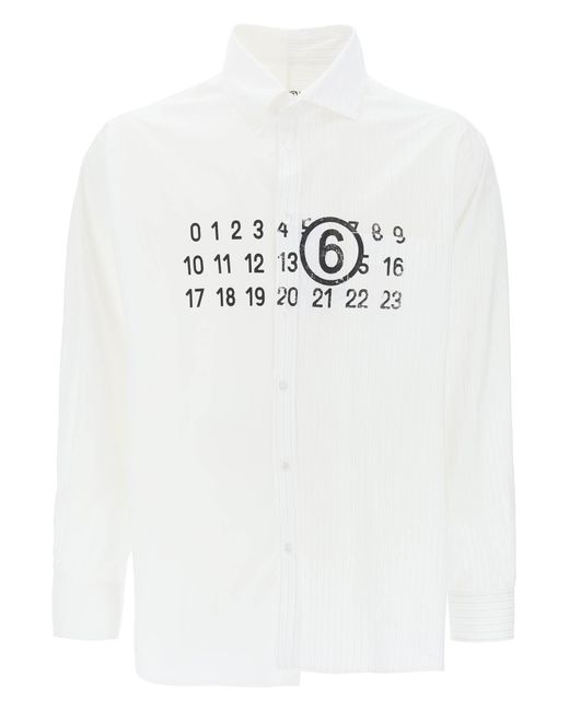 Mm6 Maison Margiela Spliced shirt with numerical graphic.