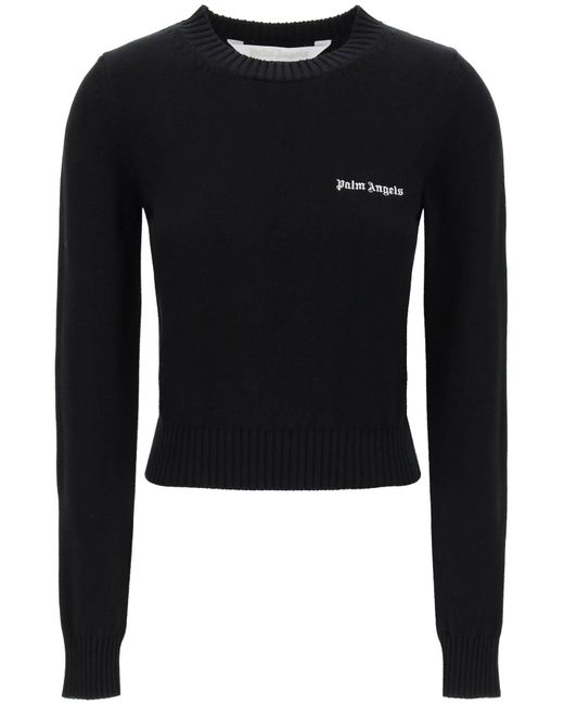 Palm Angels Cropped pullover with embroidered logo