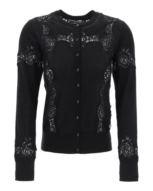 Dolce & Gabbana Lace-insert cardigan with eight