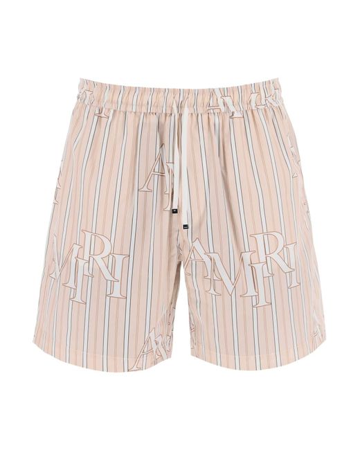 Amiri stripe poplin Bermuda shorts with logo Striped