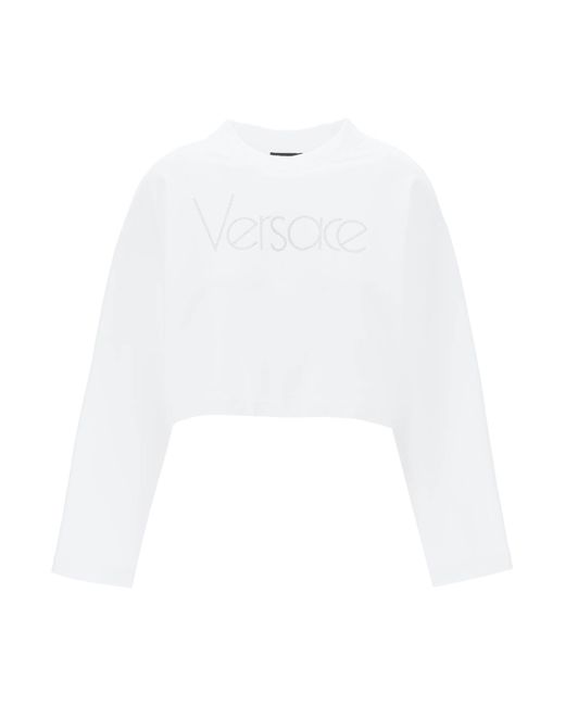 Versace Cropped sweatshirt with rhinestone