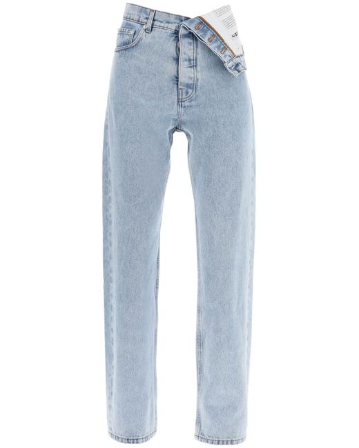 Y / Project Asymmetric waist jeans with seven