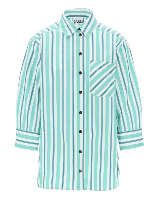 Ganni Oversized striped poplin shirt