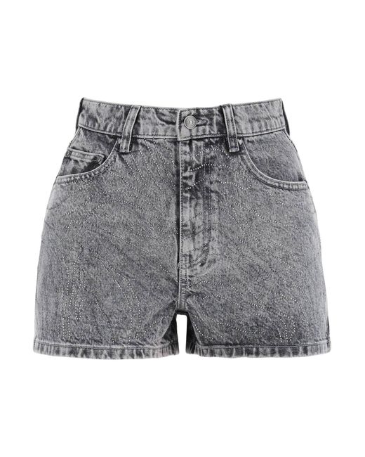 Rotate Denim shorts with rhinestone
