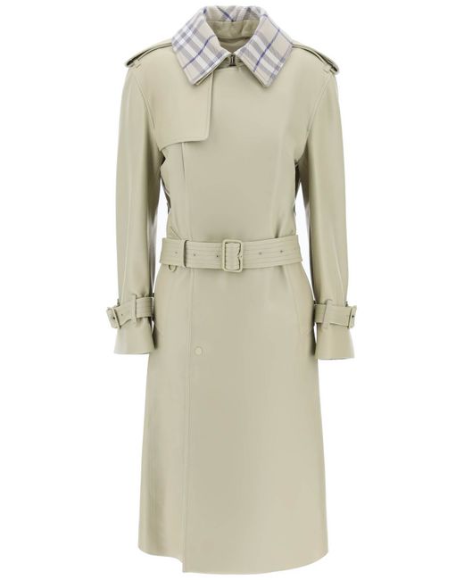 Burberry long leather trench coat