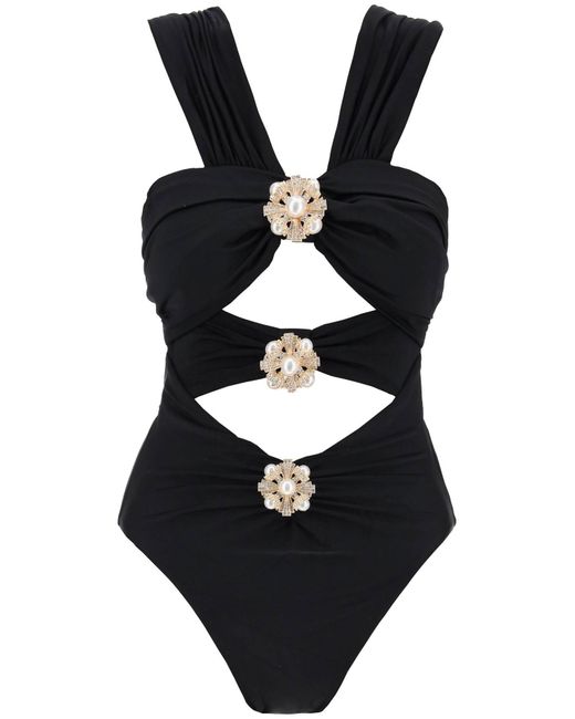Self-Portrait one-piece swimsuit with cut-out and