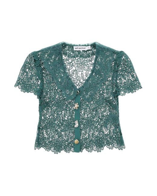 Self-Portrait chelsea lace guipure top with collar