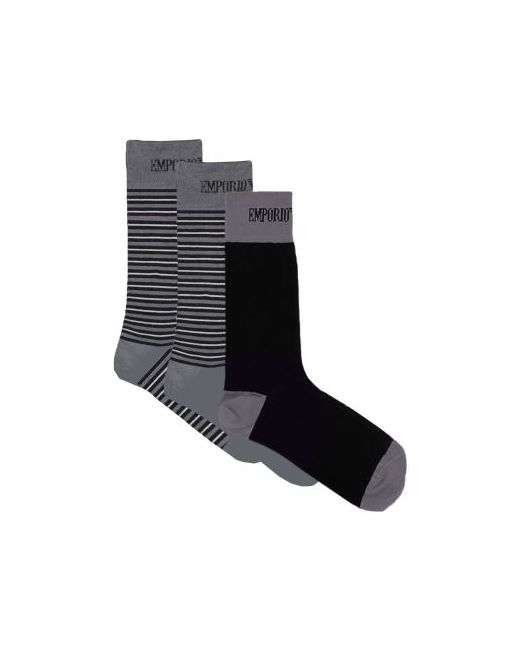 Emporio Armani Anthracite Stripe 3-Pack Short Sock