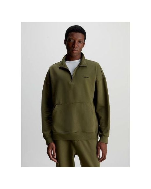 Calvin Klein Dark Olive Long Sleeve Quarter Zip Sweatshirt