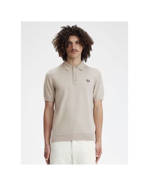Fred Perry Dark Oatmeal Classic Knitted Polo Shirt