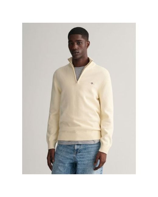 Gant Cream Casual Cotton Half Zip Sweatshirt