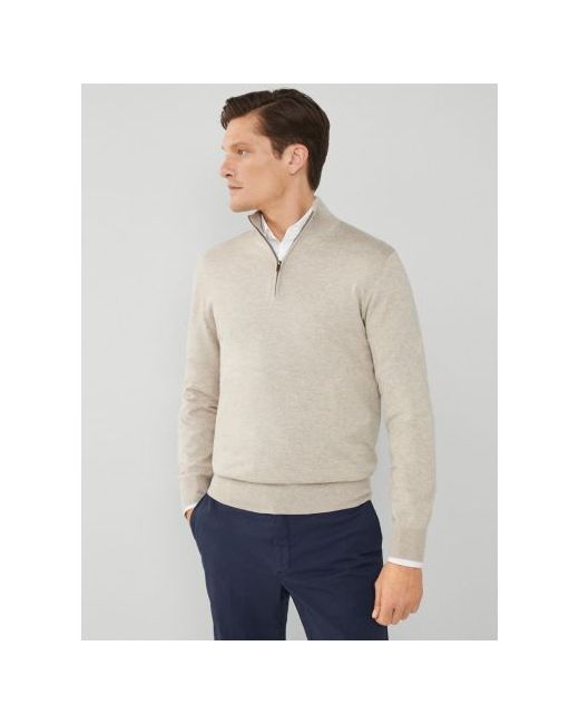 Hackett Taupe Cotton Silk Half Zip Sweatshirt