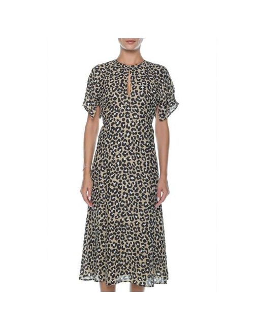 Michael Kors Khaki Black Satin Cheetah Dress