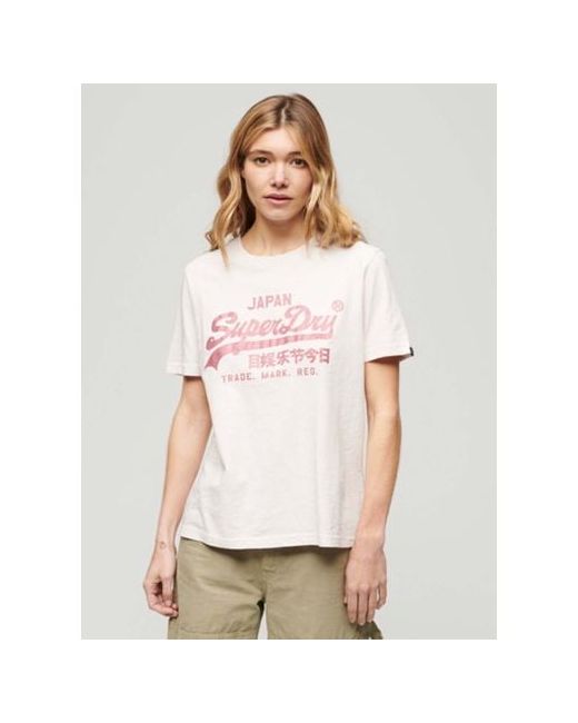 Superdry Mauve Chalk Pink Metallic Vintage Logo Relaxed T-Shirt