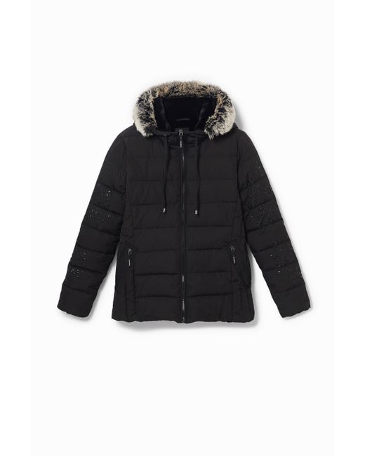 Desigual Slim hooded jacket removable fur