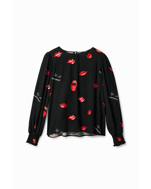 Desigual Sheer blouse with mouths