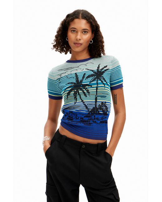 Desigual Knit palm tree T-shirt