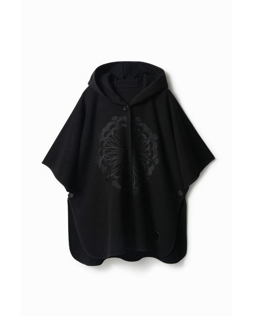 Desigual Embroidered poncho with hood