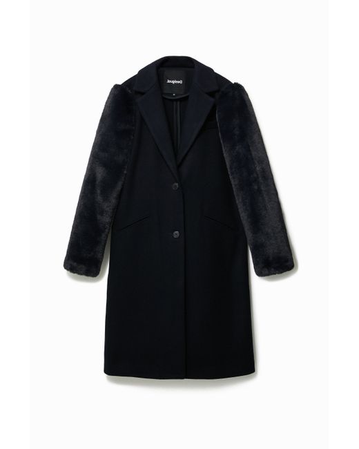 Desigual Coat with fur effect sleeves
