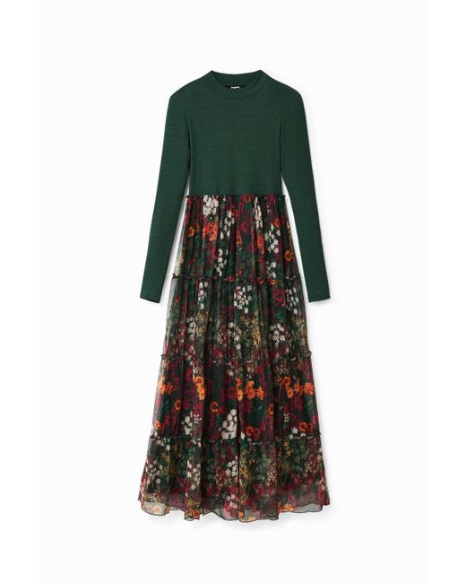 Desigual Long dress with tulle skirt