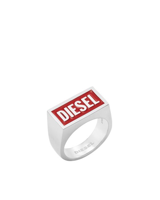 Diesel Stainless Steel Logo Ring Anelli