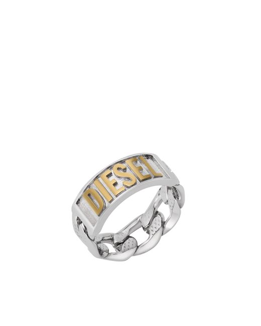 Diesel Two-Tone Stainless Steel Band Ring Anelli