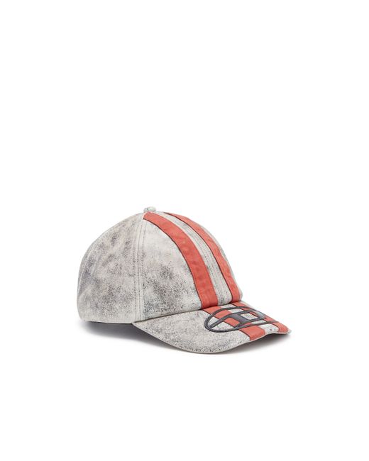 Diesel Leather baseball cap with stripes Cappelli