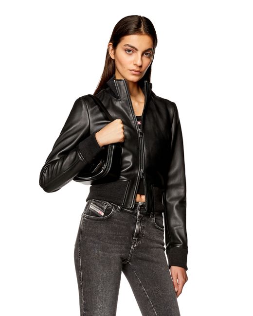 Diesel Bomber jacket in waxed leather Leather jackets