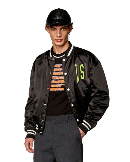 Diesel Satin track jacket with LIES patches Jackets Man To Be Defined