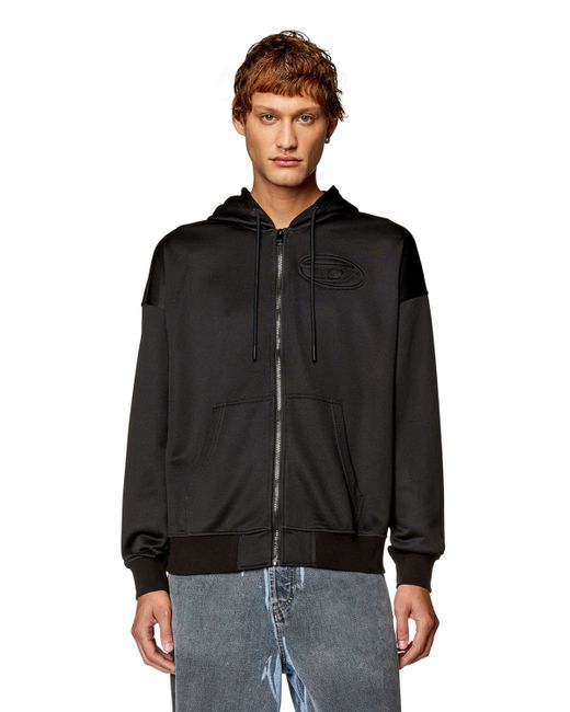 Diesel Zip hoodie with embossed Oval D logo Sweaters Man To Be Defined