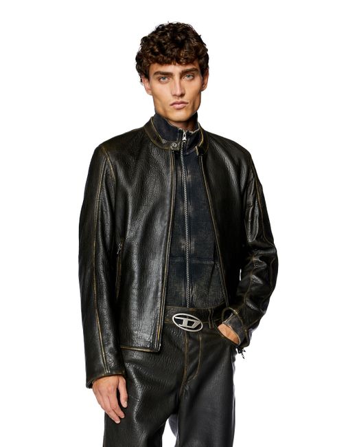 Diesel Biker jacket wrinkled leather Leather jackets Man