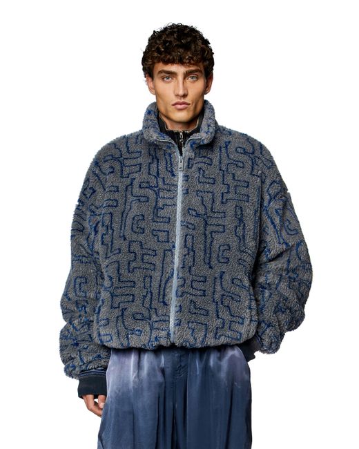 Diesel Teddy fleece jacket with monogram Sweaters Man