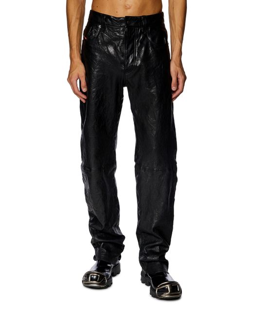 Diesel Textured waxed-leather pants Pants Man