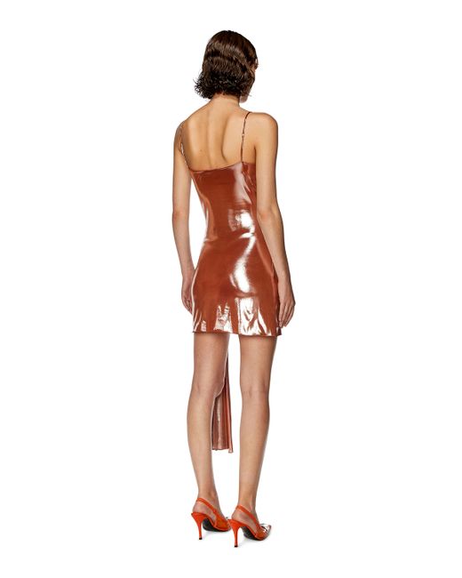 Diesel Short metallic dress with draped panel Dresses
