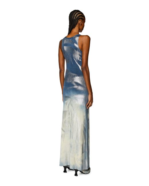 Diesel Long knit dress with metallic effects Dresses
