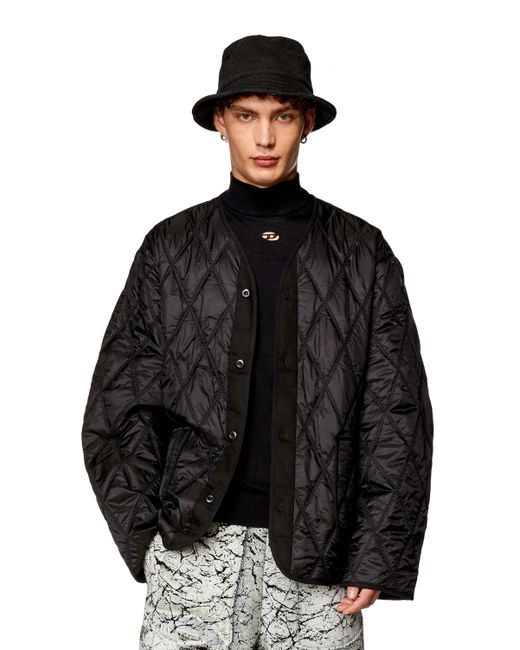 Diesel V-neck jacket quilted nylon Winter Jackets Man
