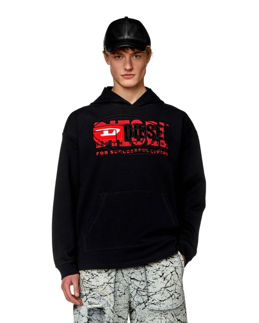 Diesel Hoodie with layered logos Sweaters Man To Be Defined