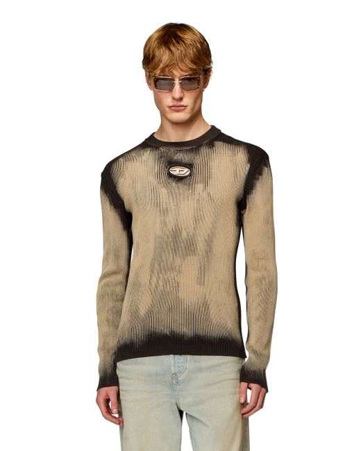 Diesel Treated jumper with metal logo insert Knitwear Man To Be Defined