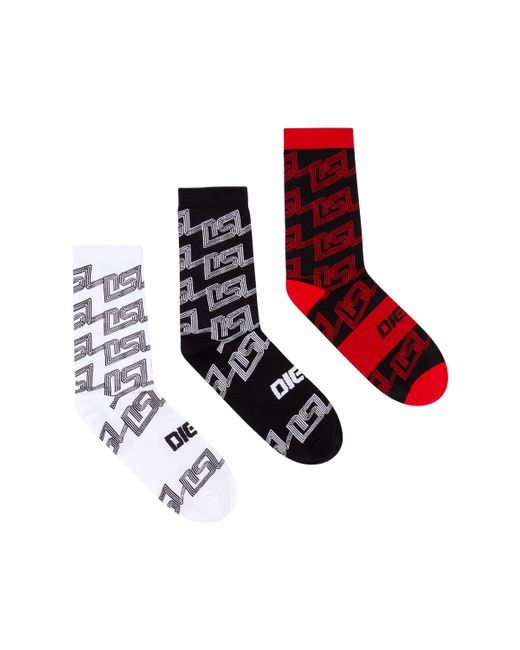 Diesel Three-pack of socks with all-over DSL logo Socks Man